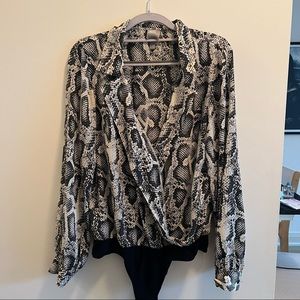 ASOS Snakeskin Bodysuit Blouse